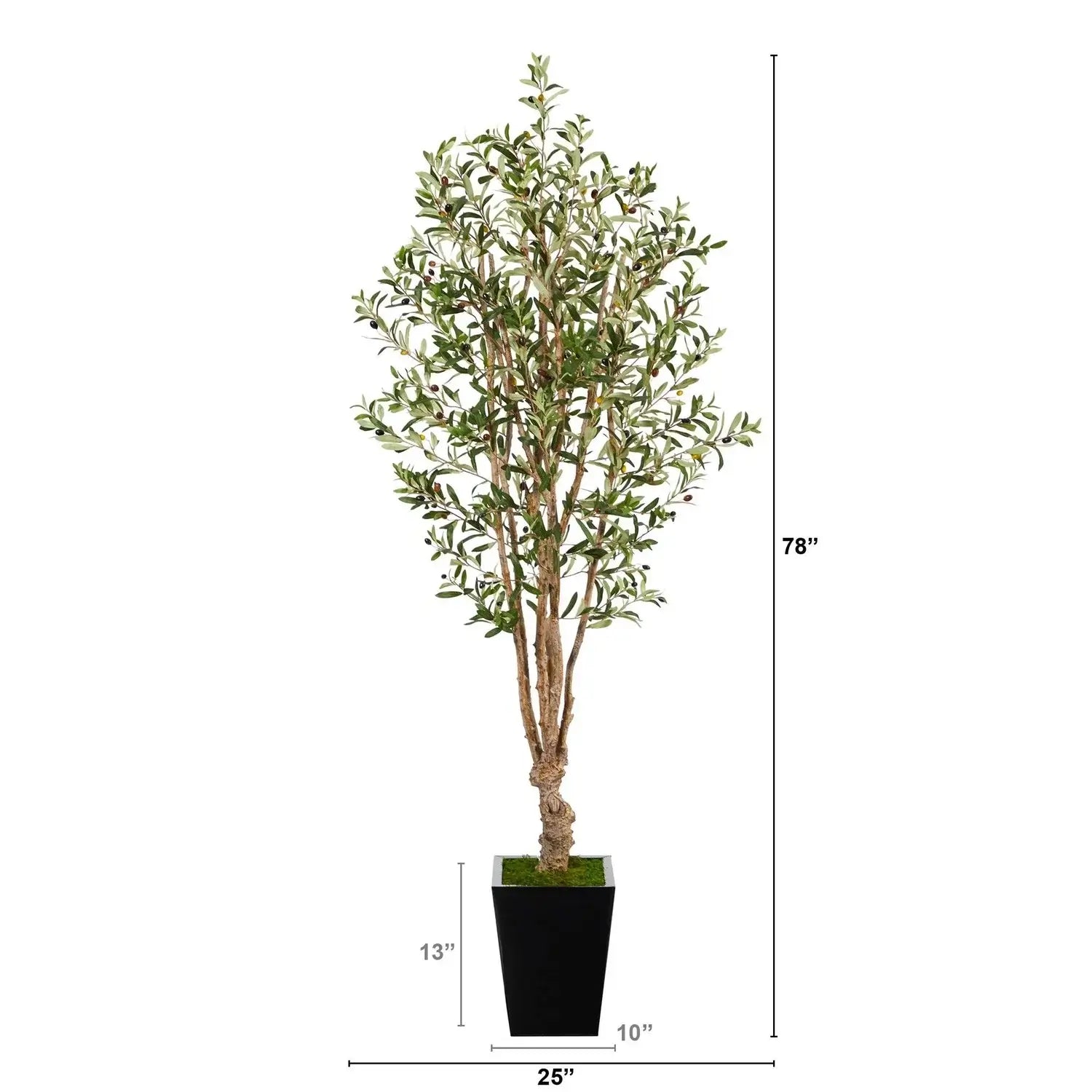 6.5' Olive Artificial Tree in Black Metal Planter