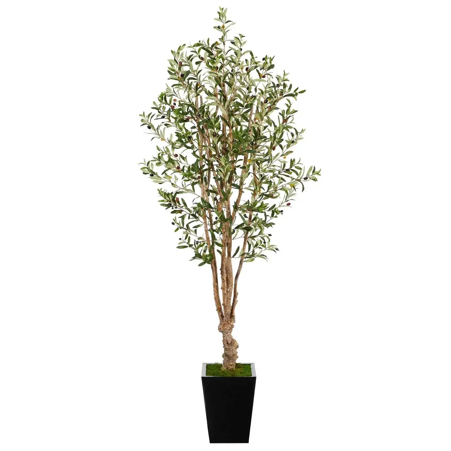 6.5' Olive Artificial Tree in Black Metal Planter