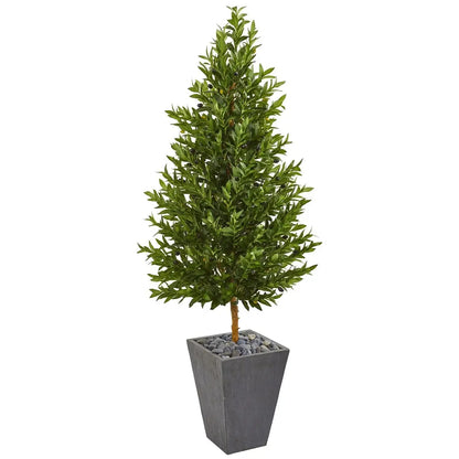 67" Olive Cone Topairy Tree in Planter UV (Indoor/Outdoor)