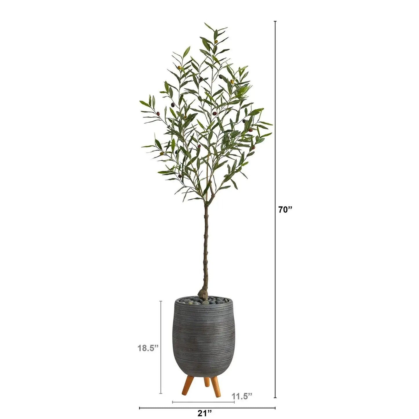 70" Olive Artificial Tree in Gray Planter with Stand