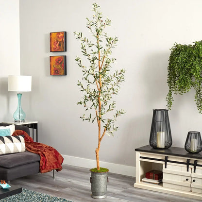 7.5' Olive Artificial Tree in Decorative Planter