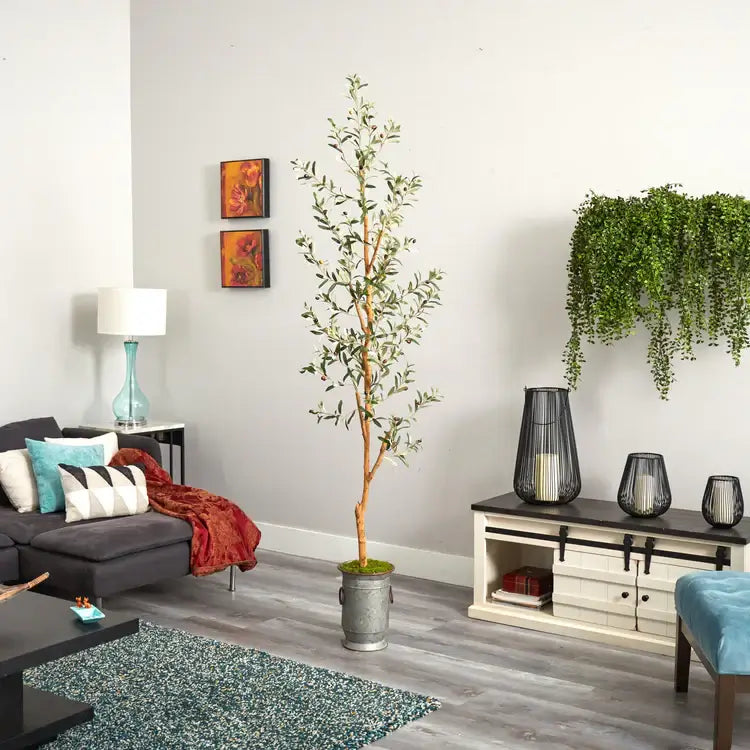 7.5' Olive Artificial Tree in Decorative Planter