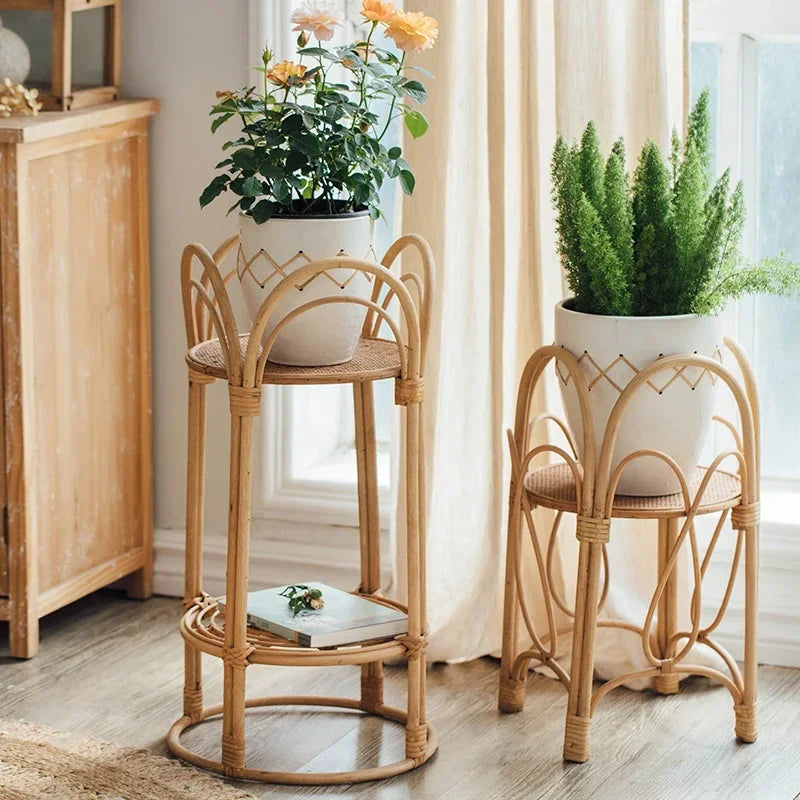 Natural Rattan Woven Plant Stand