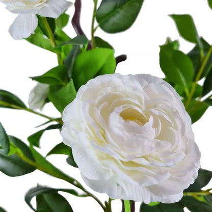 Flowering Natural White Artificial Camellia Tree 40" High (Clearance)