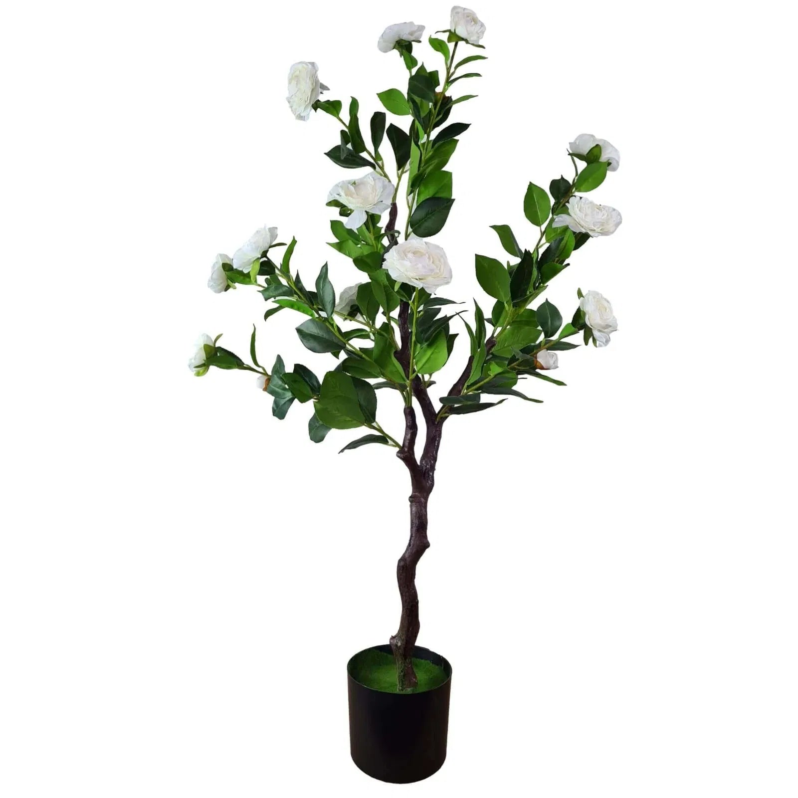 Flowering Natural White Artificial Camellia Tree 40" High (Clearance)